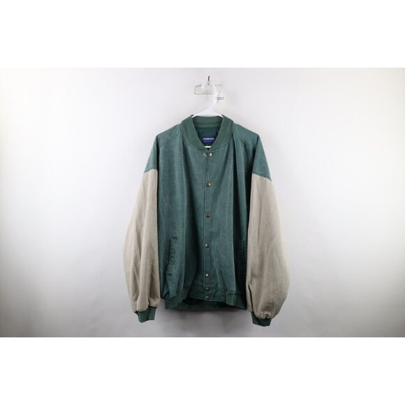 Vintage Other - Vintage 90s Streetwear Mens XL Faded Color Block Denim Varsity Jacket Bomber USA